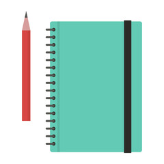 Notebook and drawing pencil isolated