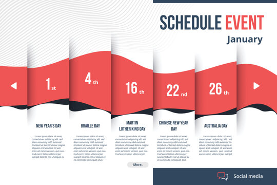 Upcoming daily event schedule flyer poster template. - Powered by Adobe