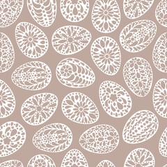 Easter eggs  pattern. Paper cut style. Color painted egg background. Easter symbol. Egg border, banner, frame. Egg hunt vector illustration. Happy Easter print,  backdrop.