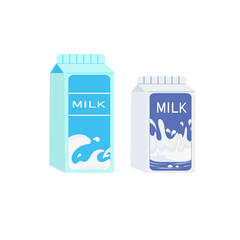 Milk in a package. A set of boxes with milk, yogurt. Vector illustration in the flat style.