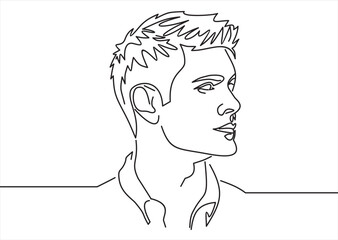 line drawing of man portrait. Hairstyle. Fashionable men's style.