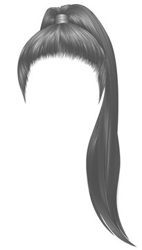 trendy women hairs gray silver  colour .high 
tail . fashion beauty style .