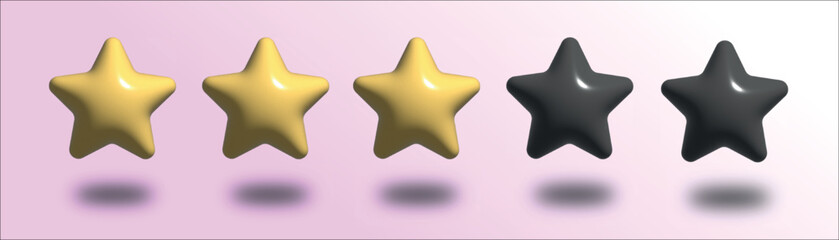 3 star rating. review icon. tone rating. best review. 3D vector illustration. EPS10