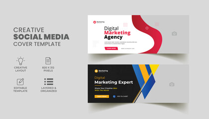 modern digital marketing facebook cover for social media web banner vector illustrator premium 