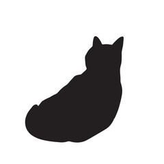 ゴロンと寝転ぶ猫のシルエットイラスト