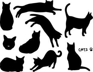 猫のシルエットイラスト　セット
