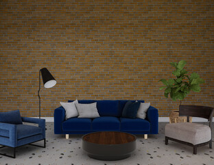 Living room interior design, 3d render