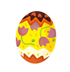 cartoon happy easter scene with colorful easter egg isolated illustration for children