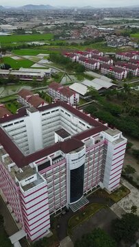 Vertical Video Drone Shot On Telkom University Campus