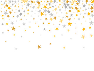 Premium silver and gold starburst vector background. Little stardust spangles holiday decoration elements. Party decor star burst design. Sparkle particles congratulations decor.