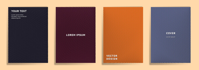 Semicircle lines halftone grid covers vector set.