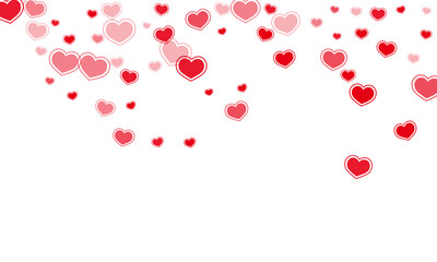 Beautiful red hearts falling vector illustration.