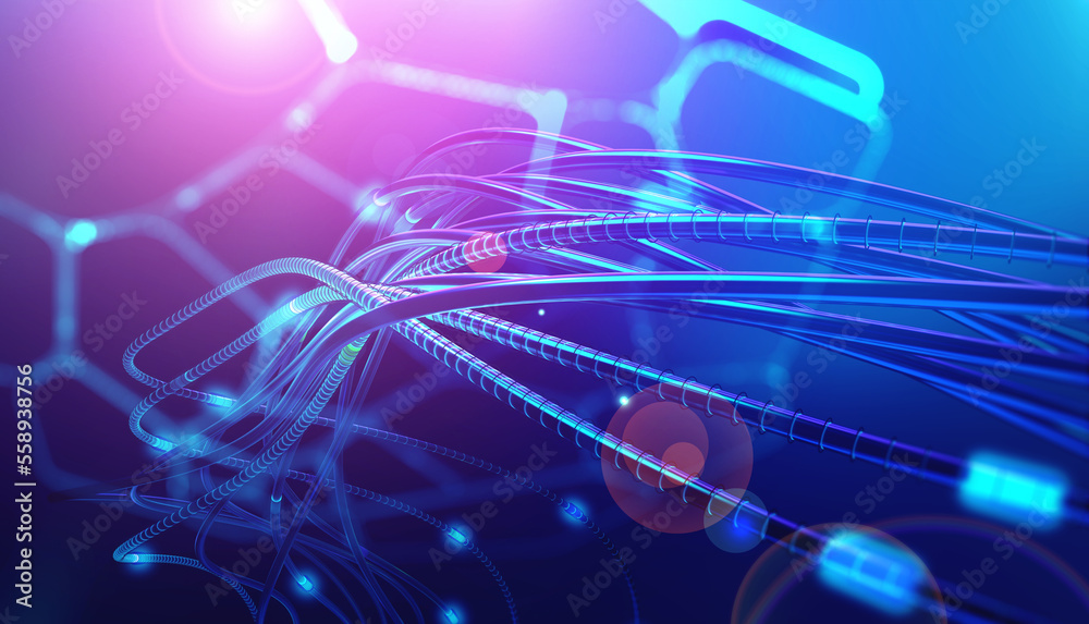 Aufkleber Cyberspace of high speed internet. Network data and information protection. Technology digital modernity 3D illustration