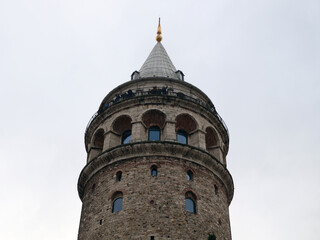 Fototapeta na wymiar Galata Tower in Istanbul, Turkey, view from below