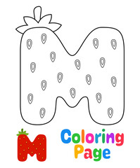 Coloring page with Alphabet M for kids