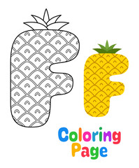 Coloring page with Alphabet F for kids