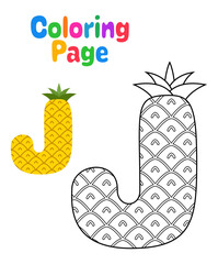 Coloring page with Alphabet J for kids