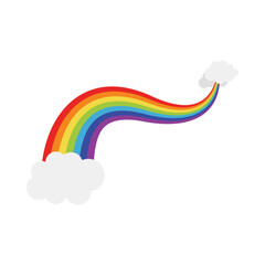 Rainbow with cloud in flat style isolated