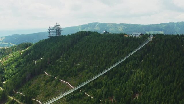 Aerial view of Skywalk and Sky Bridge, Dolni Morava, Czech Republic.