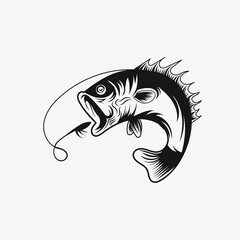 Fishing fish vector art illustration on white background.