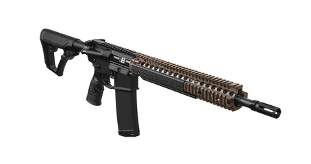 Modern automatic rifle isolated on white background. Weapons for police, special forces and the...