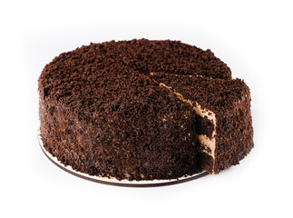 chocolate cake on top view isolated