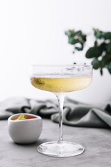 champagne or prosecco into a glass