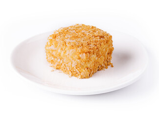 Homemade baked cake Napoleon on plate