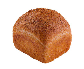 Black bread closeup on white with slice