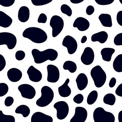 Set of animal pattern for textile design. Seamless pattern of dalmatian or cow spots. Natural textures. Random spots hand-drawn.