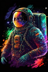 Obraz na płótnie Canvas Astronaut in Space, trippy, vibrant