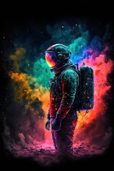 Obraz premium Astronaut in Space, trippy, vibrant