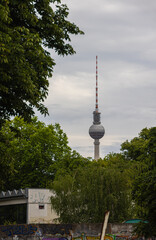Berlin, Germany - June 29, 2022: The TV Tower or Fernsehturm at the Alexanderplatz, former city...
