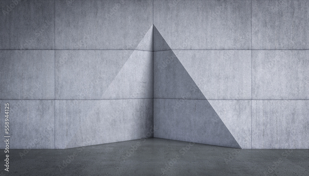 Wall mural abstract concrete architecture with triangular niche.