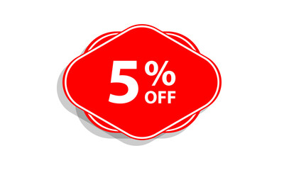 5 offer tag discount vector icon stamp