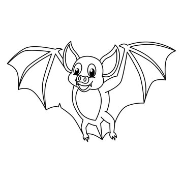 Cute bat cartoon characters vector illustration. For kids coloring book.