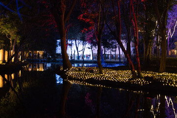 Lighting festival park in Thailand. Festive celebration concept. illumination
