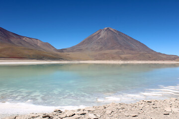Laguna Verde and Licancabur volcano on the background, Bolivian altiplano near the Chilean border.
