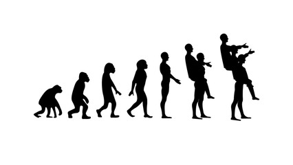 Human evolution theory silhouette
