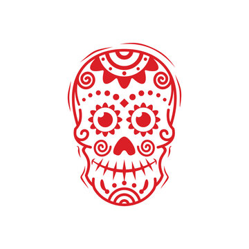 mexican skull Day of the dead sugar skull logo template