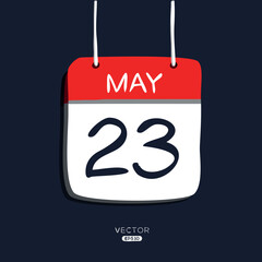 Creative calendar page with single day (23 May), Vector illustration.