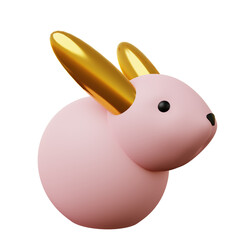 3d pink rabbit on a transparent background