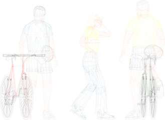 sketch vector illustration of healthy cycling person