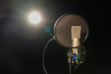 Vocal microphone in a recording studio