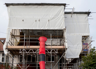 Europe, UK, England, London, scaffolding on house daylight