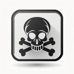 Poison toxic skull with crossbones icon isolated on white background. Generative Ai image.