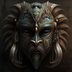 Naklejka premium illustration of Tribal Mask. AI generated image. Digital art