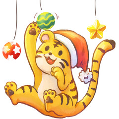 tiger with a christmas