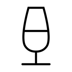 Champagne glass icon line isolated on white background. Black flat thin icon on modern outline style. Linear symbol and editable stroke. Simple and pixel perfect stroke vector illustration