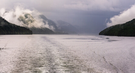 nature sceneries on the cruise from Port Hardy to Prince Rupert, British Columbia, Canada